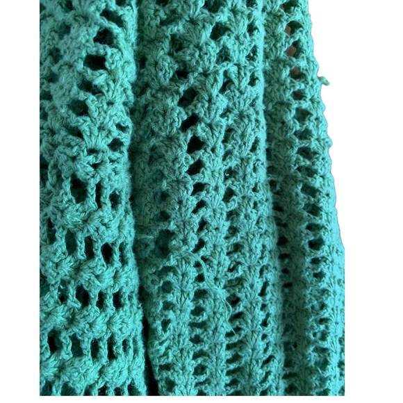 Isabella Rodriguez green cropped knit crochet cardigan sweater 90s M - Picture 5 of 7